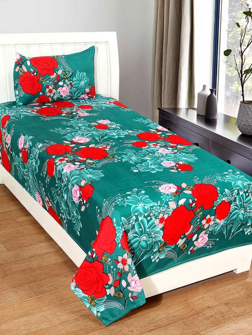hfi 140 tc polycotton floral single bed sheet with 1 pillow cover - 13993135 - Very Small Image - 1