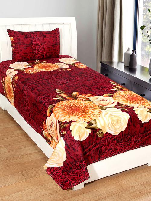 hfi 140 tc polycotton floral single bed sheet with 1 pillow cover - 13993142 - Very Small Image - 1