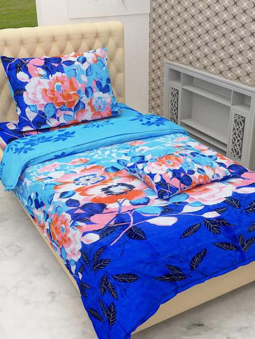 hfi 140 tc polycotton floral single bed sheet with 1 pillow cover - 13993149 - Very Small Image - 1