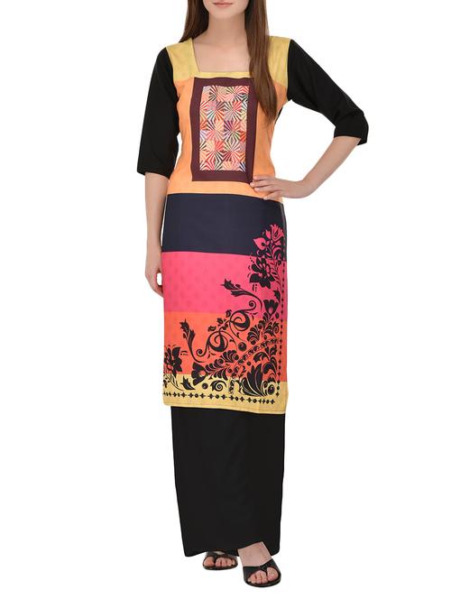 orange crepe straight kurta - 13994299 - Very Small Image - 1