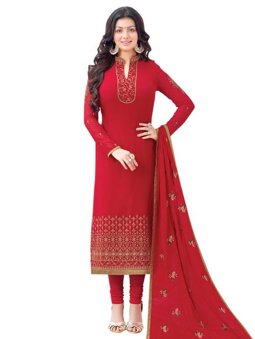 red georgette semistitched suit - 13994395 - Very Small Image - 1