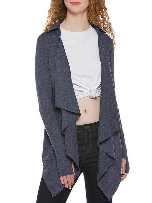 thumb hole sleeved asymmetric shrug - 13996887 - Very Small Image - 1