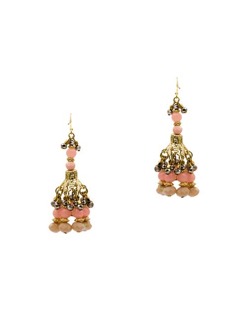 pink metal drop earring - 13996939 - Very Small Image - 1