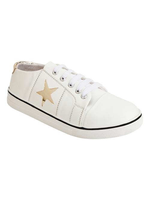 white faux leather laceup sneakers - 13998187 - Very Small Image - 1