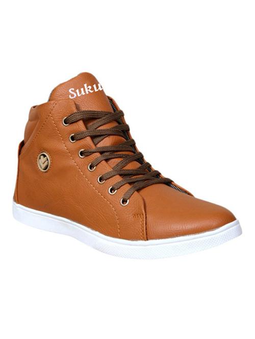 brown leatherette lace up sneaker - 13998378 - Very Small Image - 1