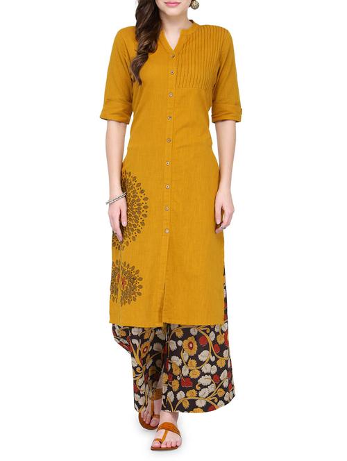 embroidered kurta with printed palazzo - 13999613 - Very Small Image - 1