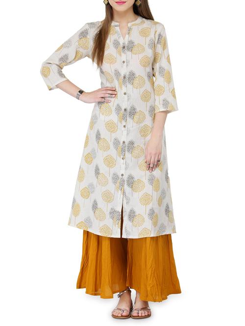 ivory a-line kurta & palazzo set - 13999673 - Very Small Image - 1