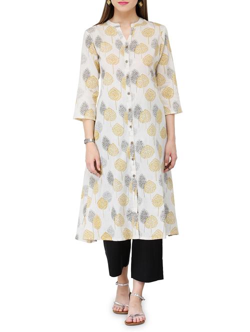 printed button down placket kurta - 13999712 - Very Small Image - 1