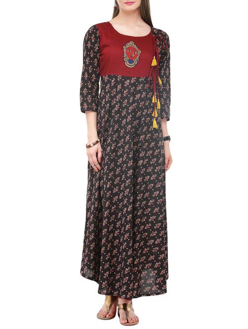 flared tassels printed kurta - 13999725 - Very Small Image - 1