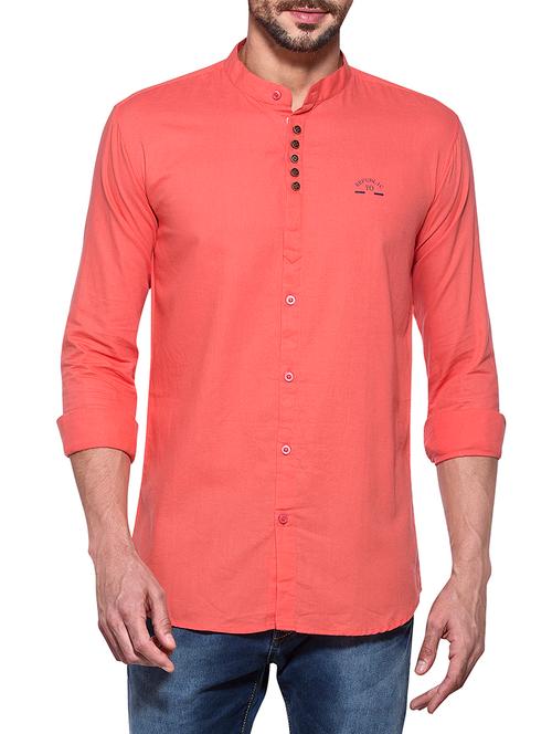 red cotton casual shirt - 14000139 - Very Small Image - 1