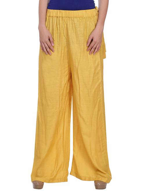 yellow rayon palazzos - 14000862 - Very Small Image - 1