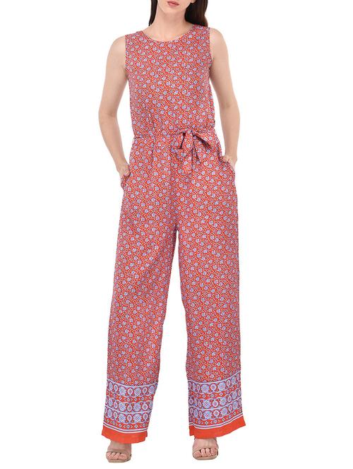 orange printed full leg jumpsuit - 14001086 - Very Small Image - 1