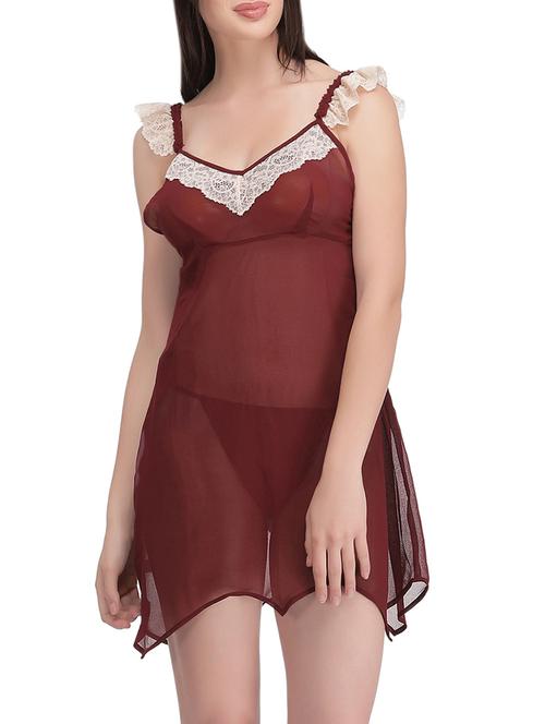 red georgette babydoll - 14001229 - Very Small Image - 1