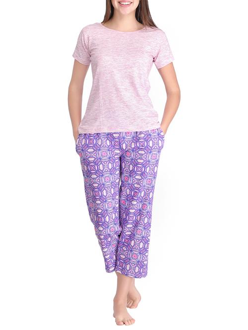 purple cotton capri set - 14001236 - Very Small Image - 1