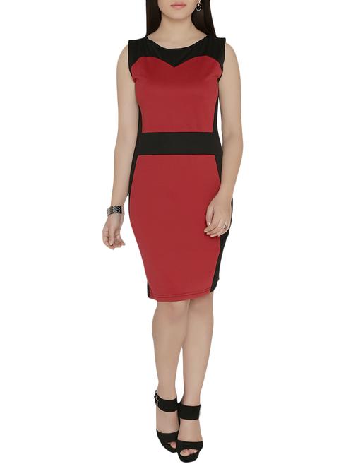 maroon sheath dress - 14001570 - Very Small Image - 1