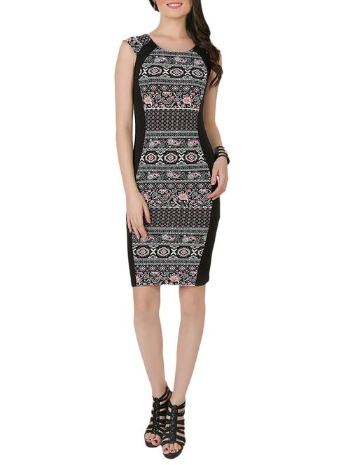 round neck cut sleeves bodycon dress - 14001599 - Very Small Image - 1