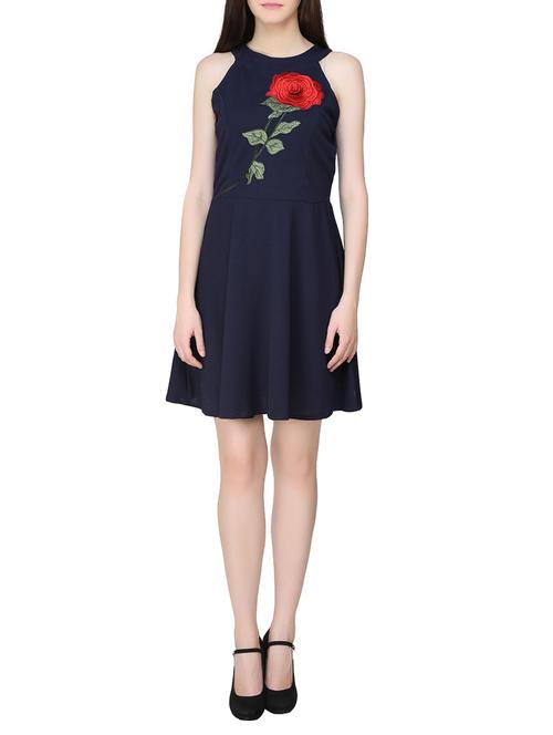 navy blue lycra skater dress - 14002631 - Very Small Image - 1