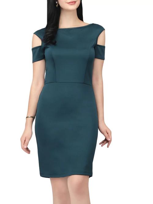 green poly lycra sheath dress - 14005616 - Very Small Image - 1