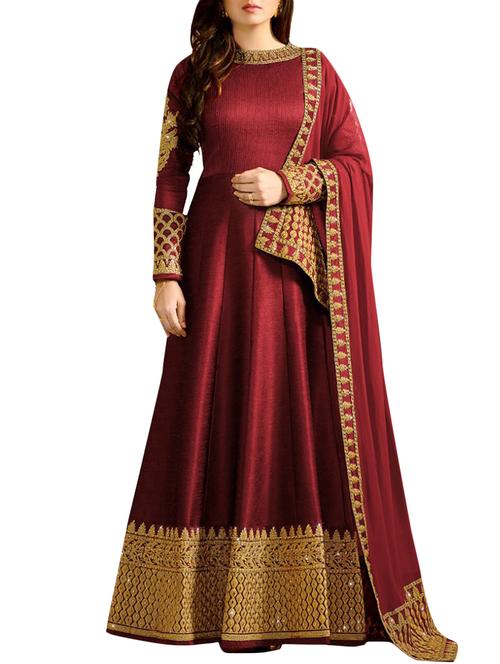 red art silk semistitched suit - 14007627 - Very Small Image - 1