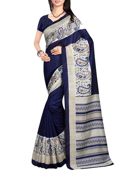 navy blue art silk bhagalpuri saree with blouse - 14007953 - Very Small Image - 1