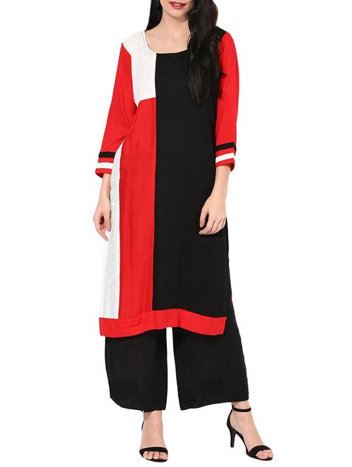 multi colored rayon long kurta - 14009341 - Very Small Image - 1
