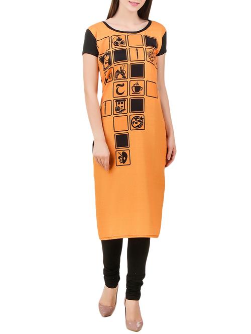 orange rayon straight kurta - 14009424 - Very Small Image - 1