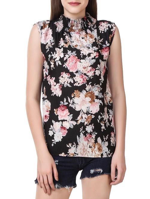 black poly crepe printed top - 14009431 - Very Small Image - 1
