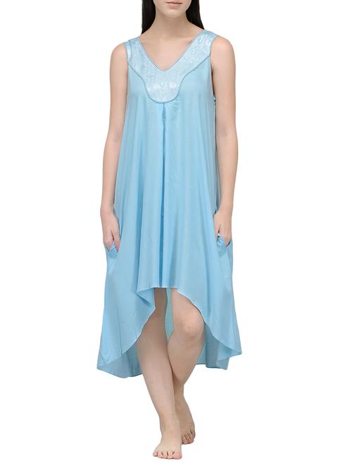 light blue rayon nighty - 14009794 - Very Small Image - 1