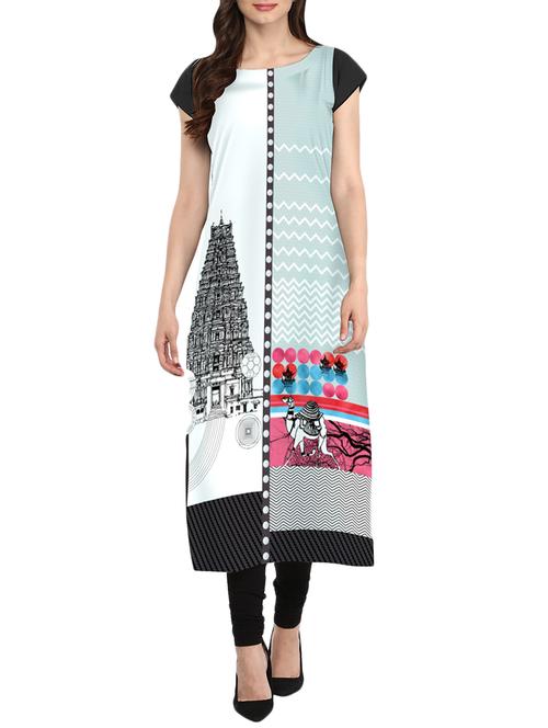multi colored crepe half and half kurta - 14010133 - Very Small Image - 1