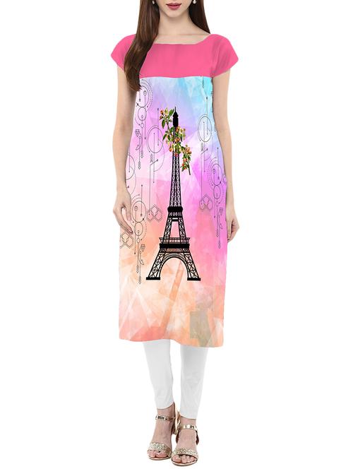 pink crepe straight kurta - 14010142 - Very Small Image - 1