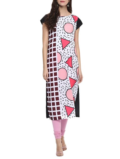white crepe long kurta - 14011250 - Very Small Image - 1