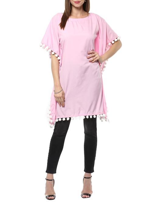 pink crepe kaftan kurta - 14011267 - Very Small Image - 1