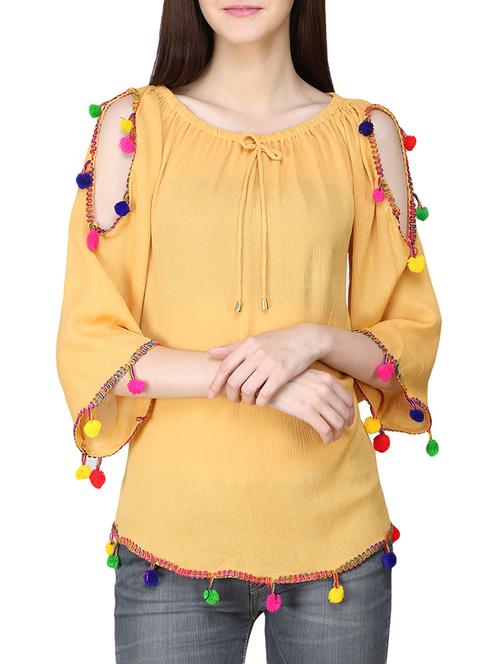 yellow rayon top - 14033637 - Very Small Image - 1