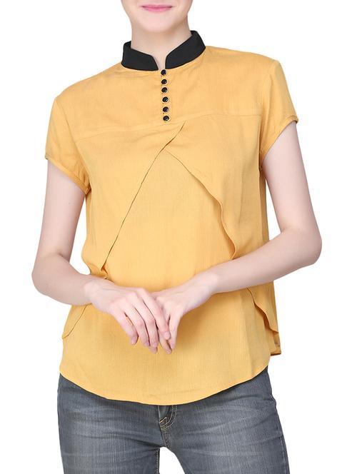 yellow rayon top - 14033645 - Very Small Image - 1