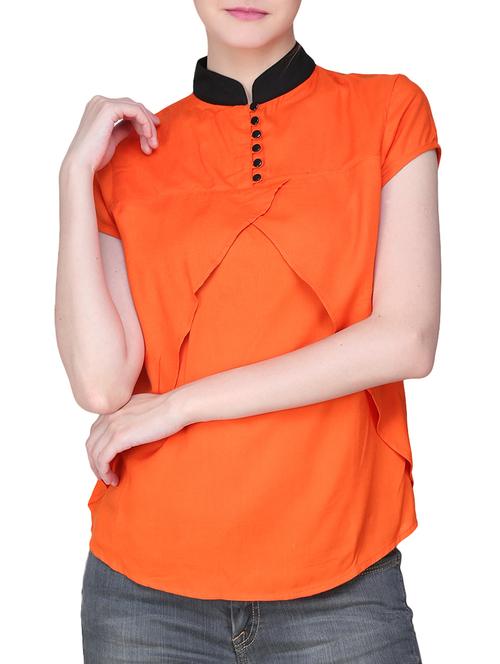 orange rayon top - 14033646 - Very Small Image - 1