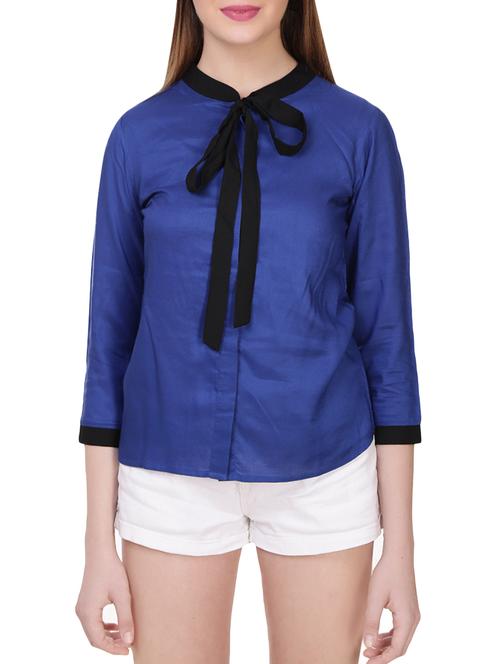 blue viscose regular shirt - 14033807 - Very Small Image - 1
