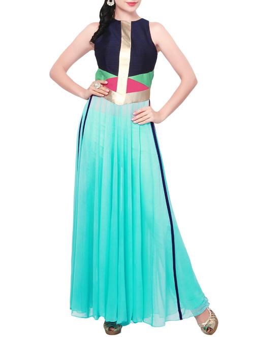 light blue georgette dress - 14034328 - Very Small Image - 1