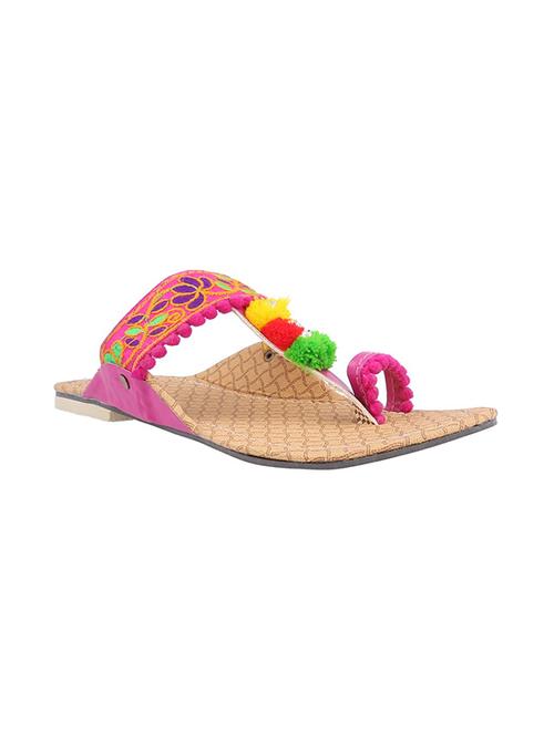 pink one toe kolhapuri - 14034462 - Very Small Image - 1