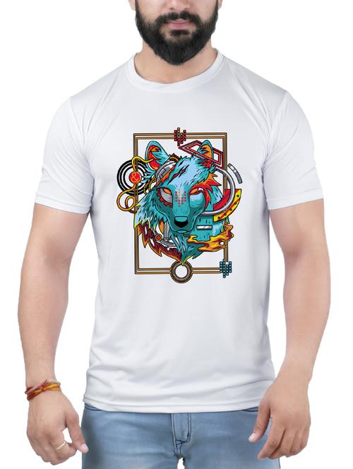 white cotton chest print t-shirt - 14038404 - Very Small Image - 1