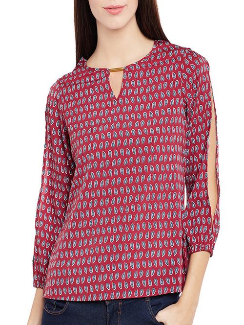 maroon paisley printed regular top - 14038616 - Very Small Image - 1