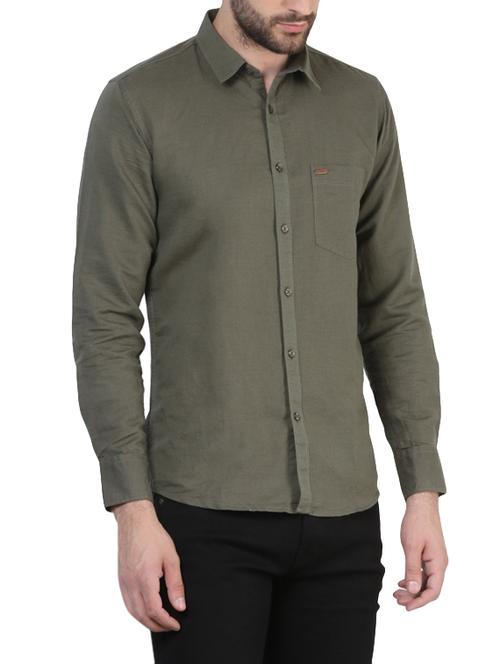green linen casual shirt - 14039242 - Very Small Image - 1