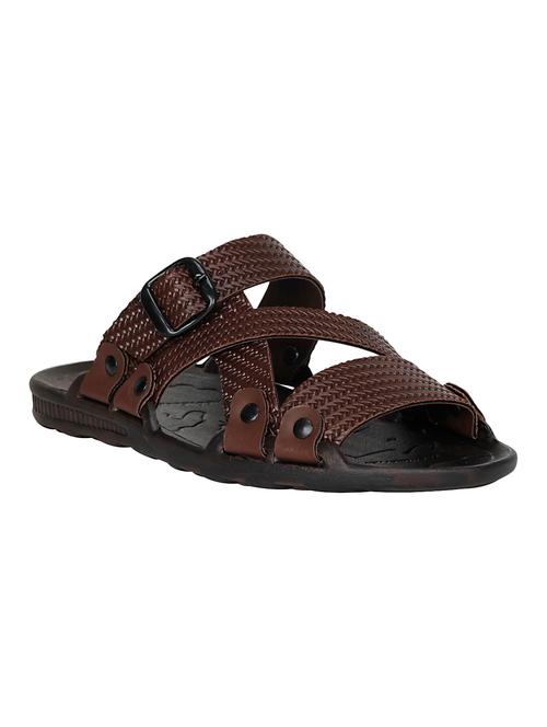 brown leatherette slip on slipper - 14039336 - Very Small Image - 1