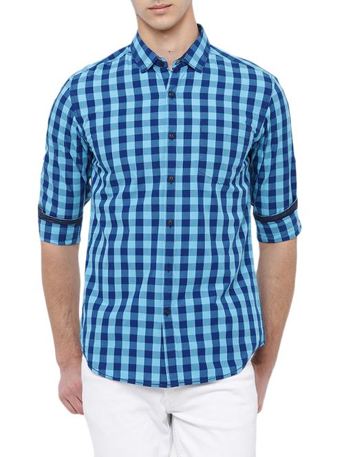 blue cotton casual shirt - 14039524 - Very Small Image - 1