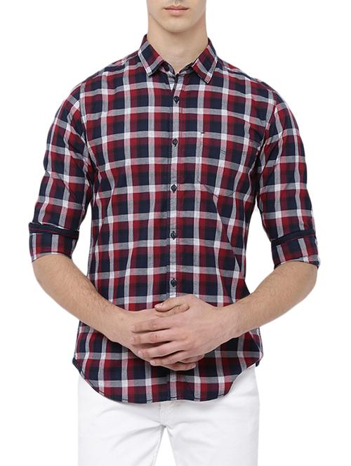 navy blue cotton casual shirt - 14039561 - Very Small Image - 1