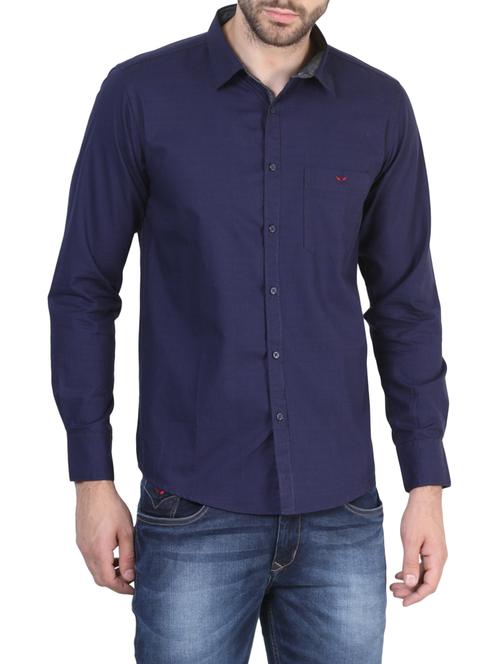 navy blue cotton casual shirt - 14039719 - Very Small Image - 1