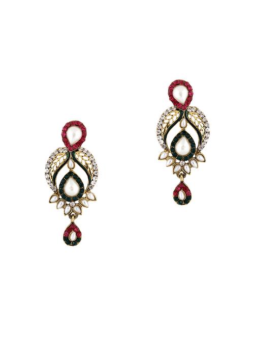 multi colored metal chandbali earrings - 14042064 - Very Small Image - 1