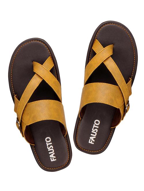 tan leatherette toe separator slipper - 14042315 - Very Small Image - 1