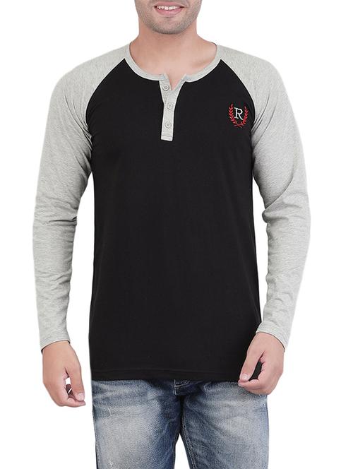 black cotton raglan t-shirt - 14042343 - Very Small Image - 1
