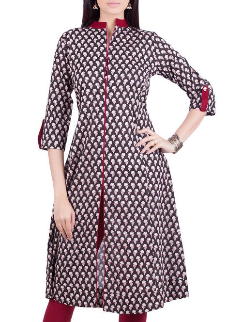 rene design studio black cotton printed kurta - 14042412 - Very Small Image - 1