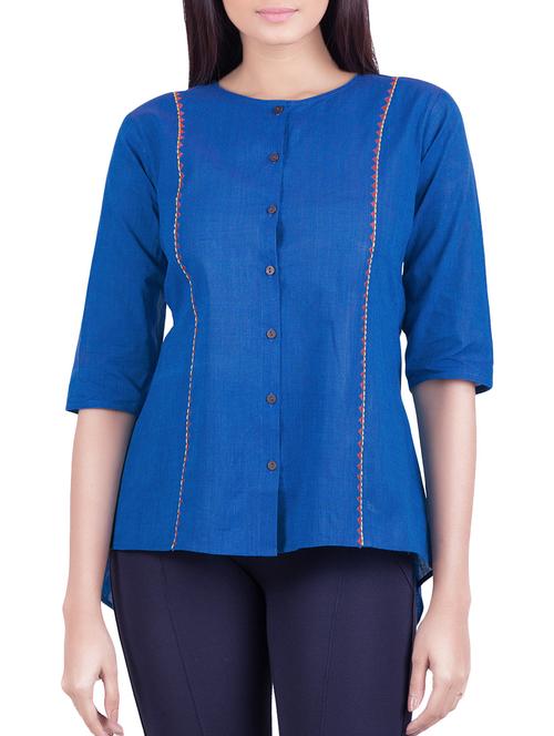 rene design studio blue cotton solid top - 14043319 - Very Small Image - 1